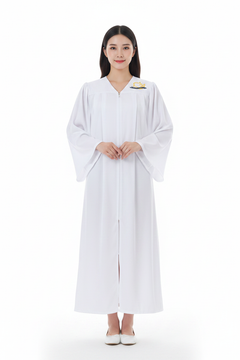 White Choir Gown Gold Dove Embroidery | Bachelor Graduation Robe | Cosplay Medieval Stage Halloween | S-XXXL | 1760g