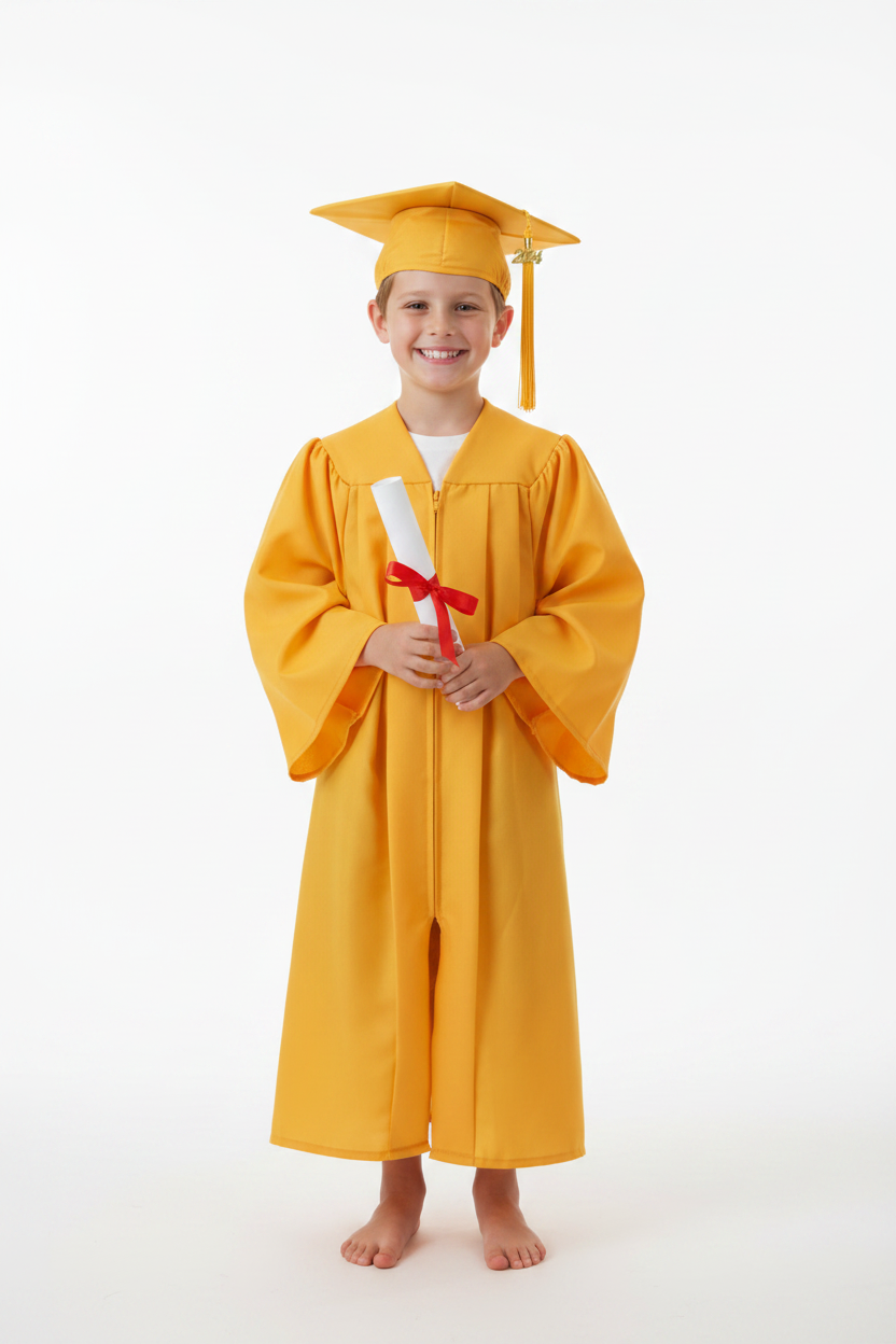 Matte Gold Elementary Cap & Gown - Model Shot