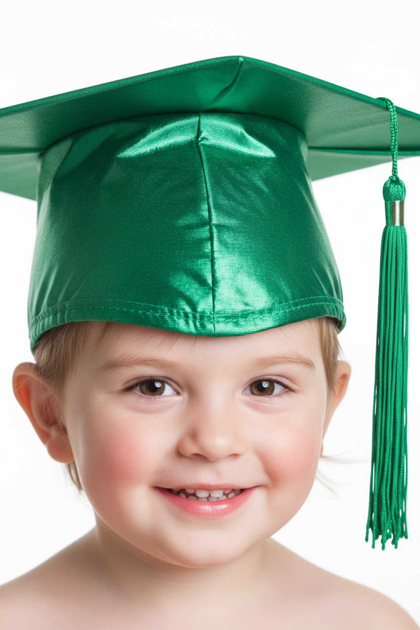 Shiny Emerald Green Kindergarten/Preschool Cap & Tassel - Model Shot