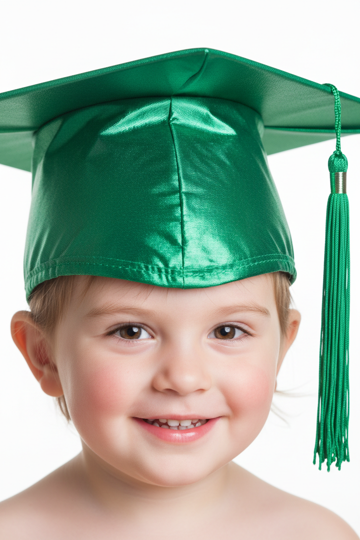 Shiny Emerald Green Kindergarten/Preschool Cap & Tassel - Model Shot