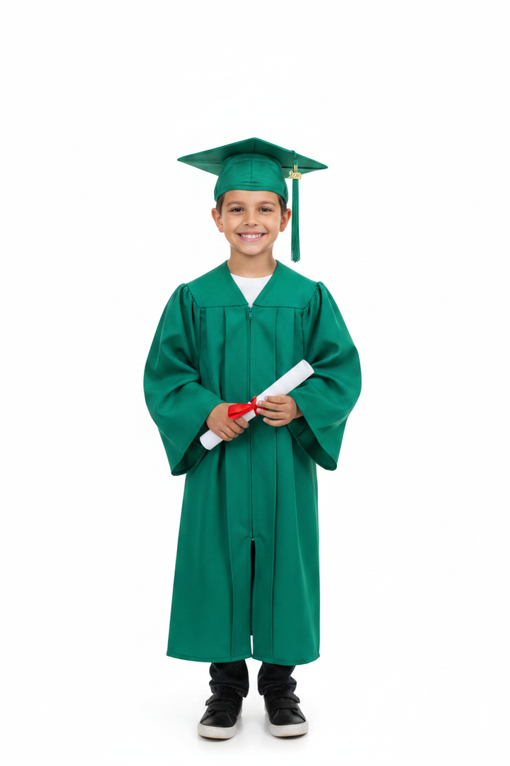 Matte Emerald Green Elementary Gown - Model Shot