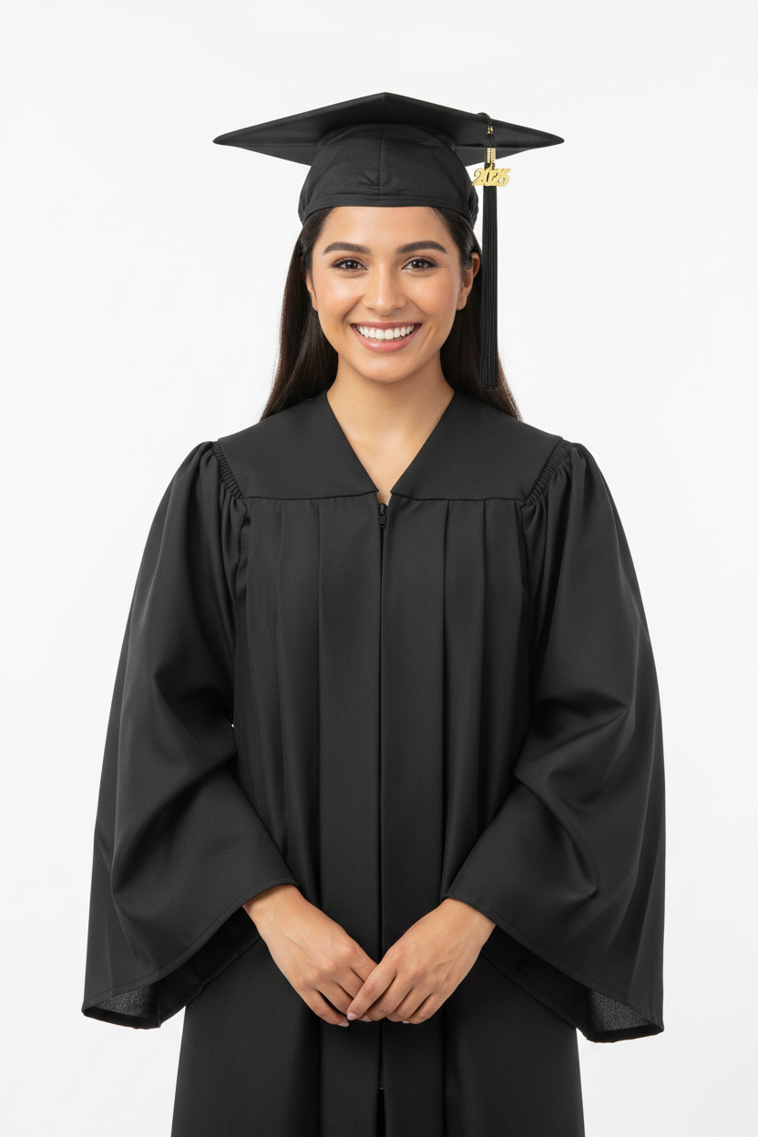 Deluxe Black High School Cap and Gown - Model Display