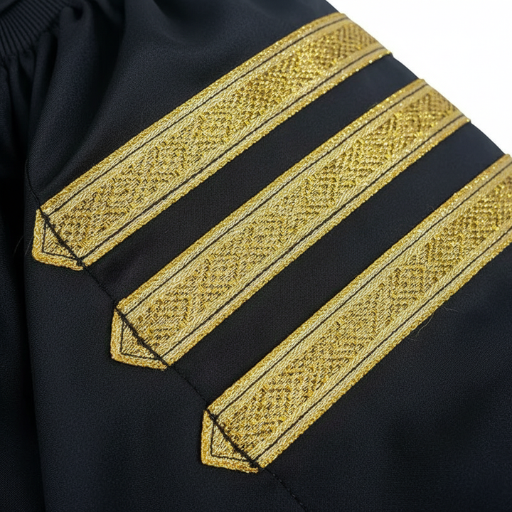 Unisex Clergy Choir Robe | Black with Gold Patterned Trim | Custom Logo Supported | Stage Performance Cosplay | M-XXXL | 1100g