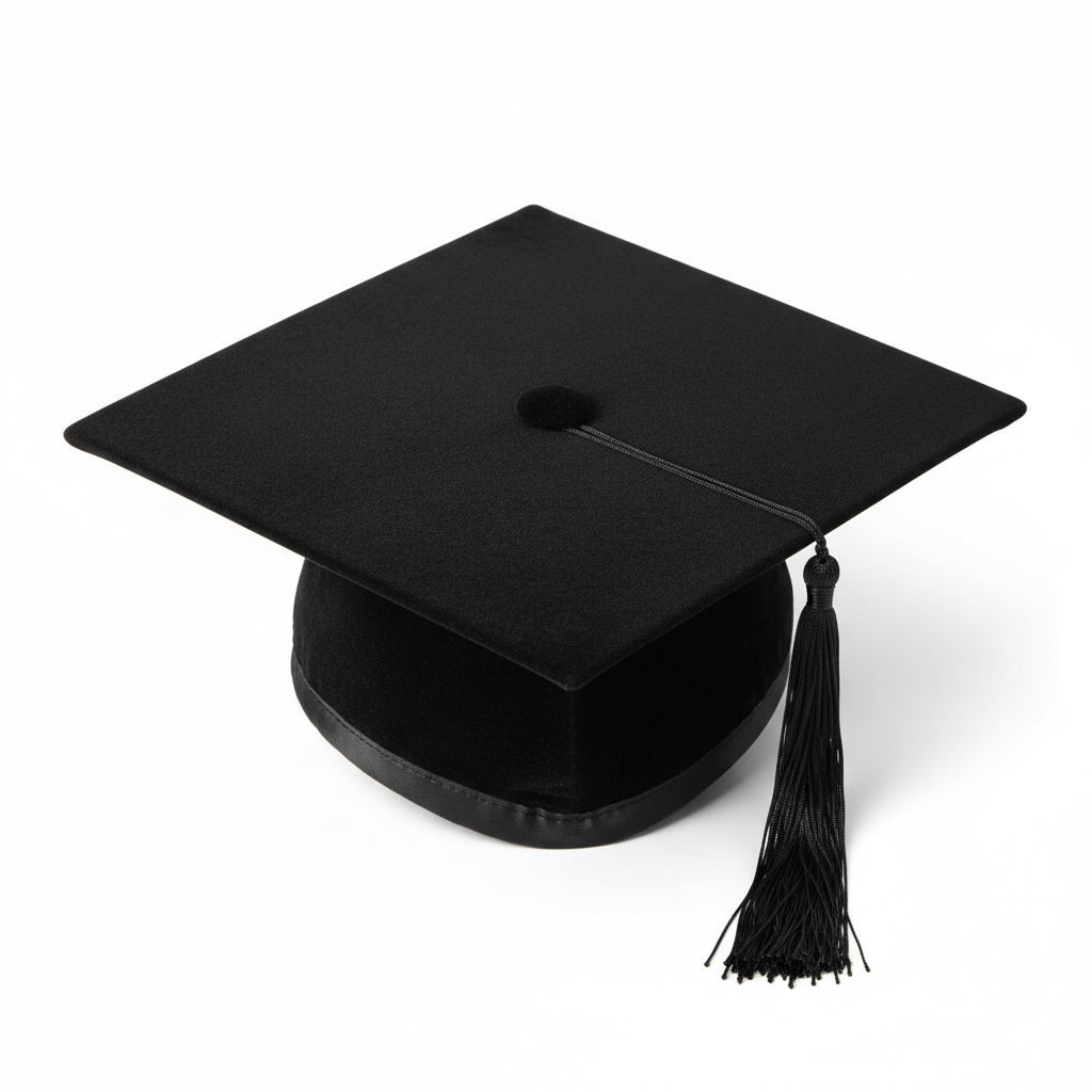 UK British Academic Mortarboard Hat - Velvet and Tassel Detail