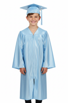 Shiny Light Blue Elementary Cap & Gown