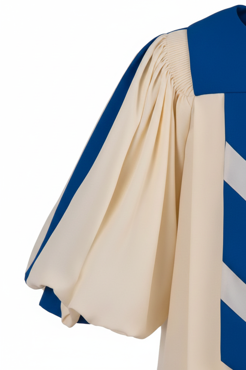Premium Puff Sleeve Choir & Clergy Robe - Cream & Blue