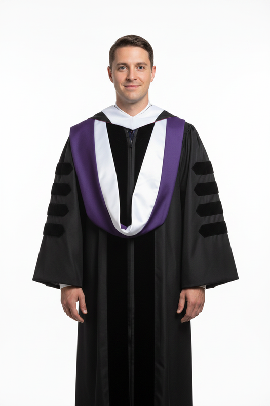 Doctor of Law Hood - Purple & White model display