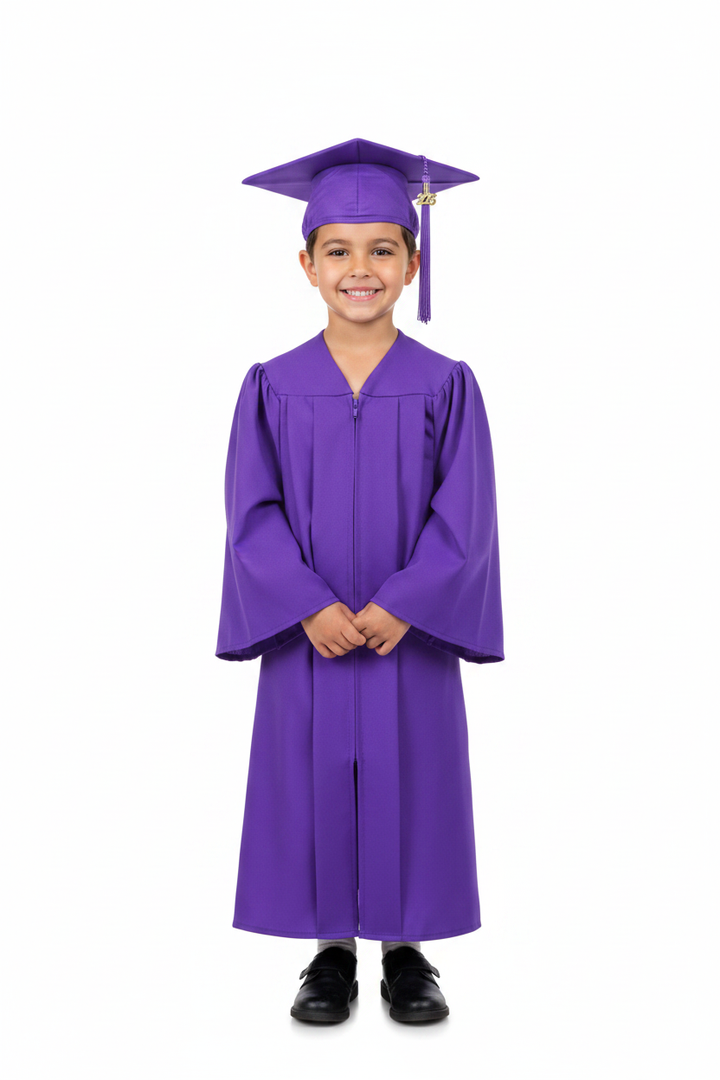 Matte Purple Elementary Cap & Gown - Model Shot