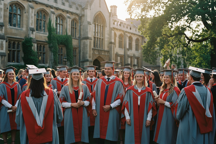 Deluxe British UK Doctorate Graduation Gown Set - University Doctoral Ceremony Atmosphere