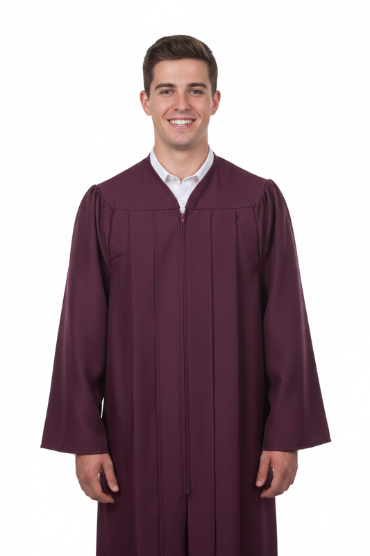 Matte Maroon High School Gown - Model Display