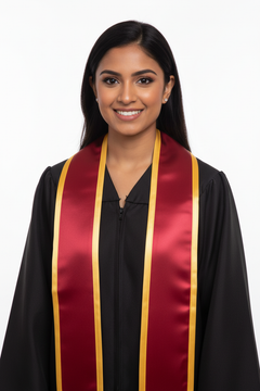 Red Pointed Graduation Stole with Gold Trim