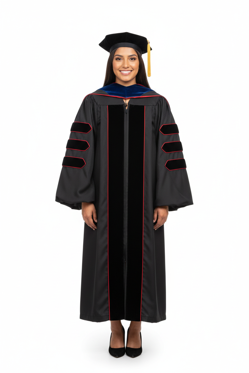 Doctoral Regalia Package for Indiana University Bloomington Graduation - Model Display