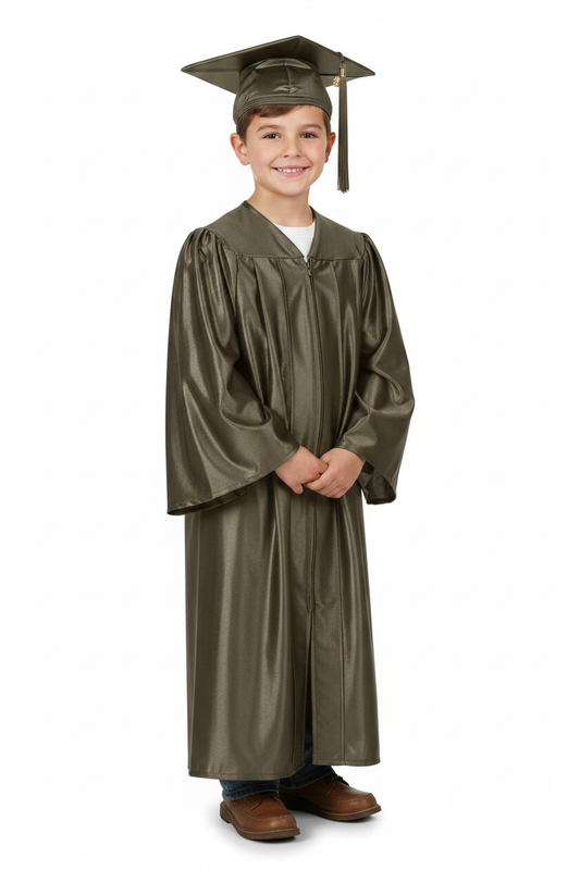 Shiny Brown Elementary Gown - Model Shot