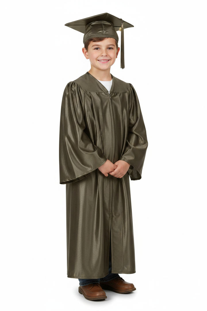 Shiny Brown Elementary Gown - Model Shot