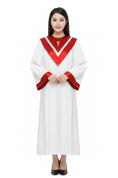 Adult Choir Robe with Cross | Church Choir Gown for Men & Women