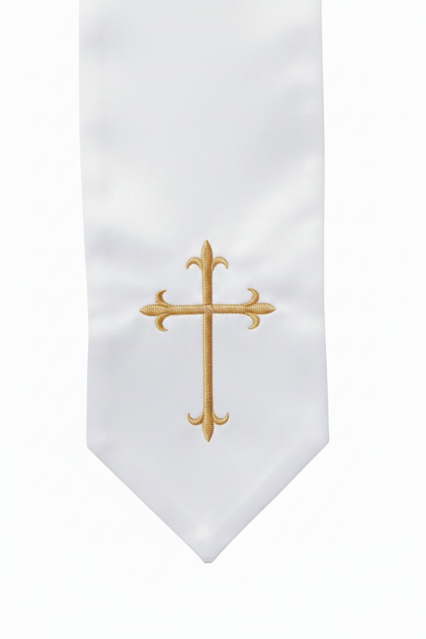 Embroidered Cross Clergy Choir Stole | Wedding & Graduation Honor Stole