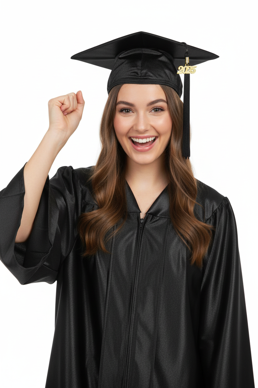 12 Shiny High School Cap and Tassel - Model Display