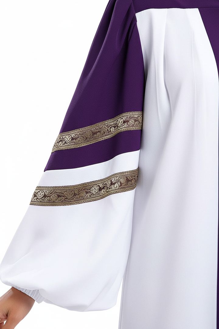 Premium Two-Tone Lantern Sleeve Choir & Clergy Robe - Stage Performance Gown