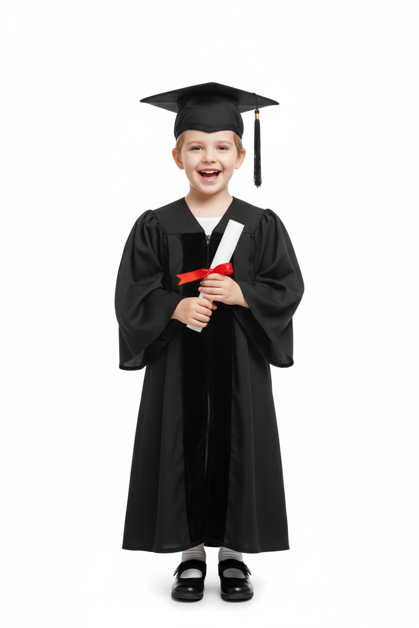 Deluxe Black Elementary Cap & Gown - Model Shot
