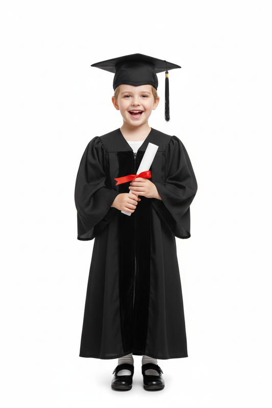 Deluxe Black Elementary Cap & Gown - Model Shot