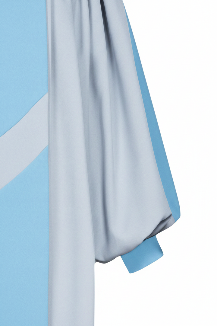 Premium Two-Tone Lantern Sleeve Choir Robe - Silver & Blue