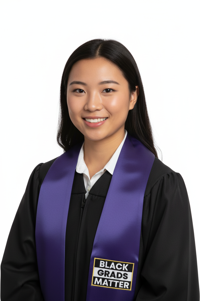 Purple BLACK GRADS MATTER Graduation Stole model display