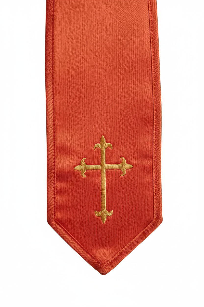 Embroidered Cross Clergy Choir Stole | Wedding & Graduation Honor Stole
