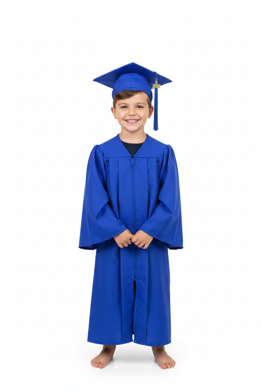 Matte Royal Blue Elementary Cap & Gown - Model Shot