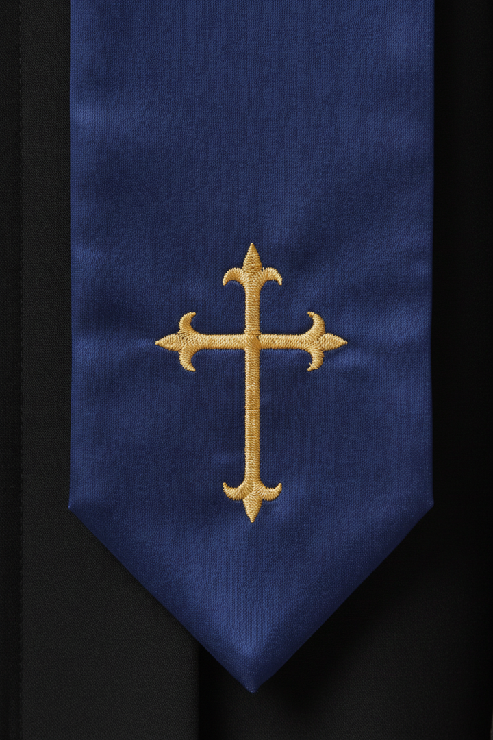 Embroidered Cross Clergy Choir Stole | Wedding & Graduation Honor Stole