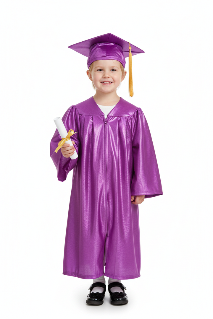 Shiny Purple Kindergarten/Preschool Gown - Model Shot