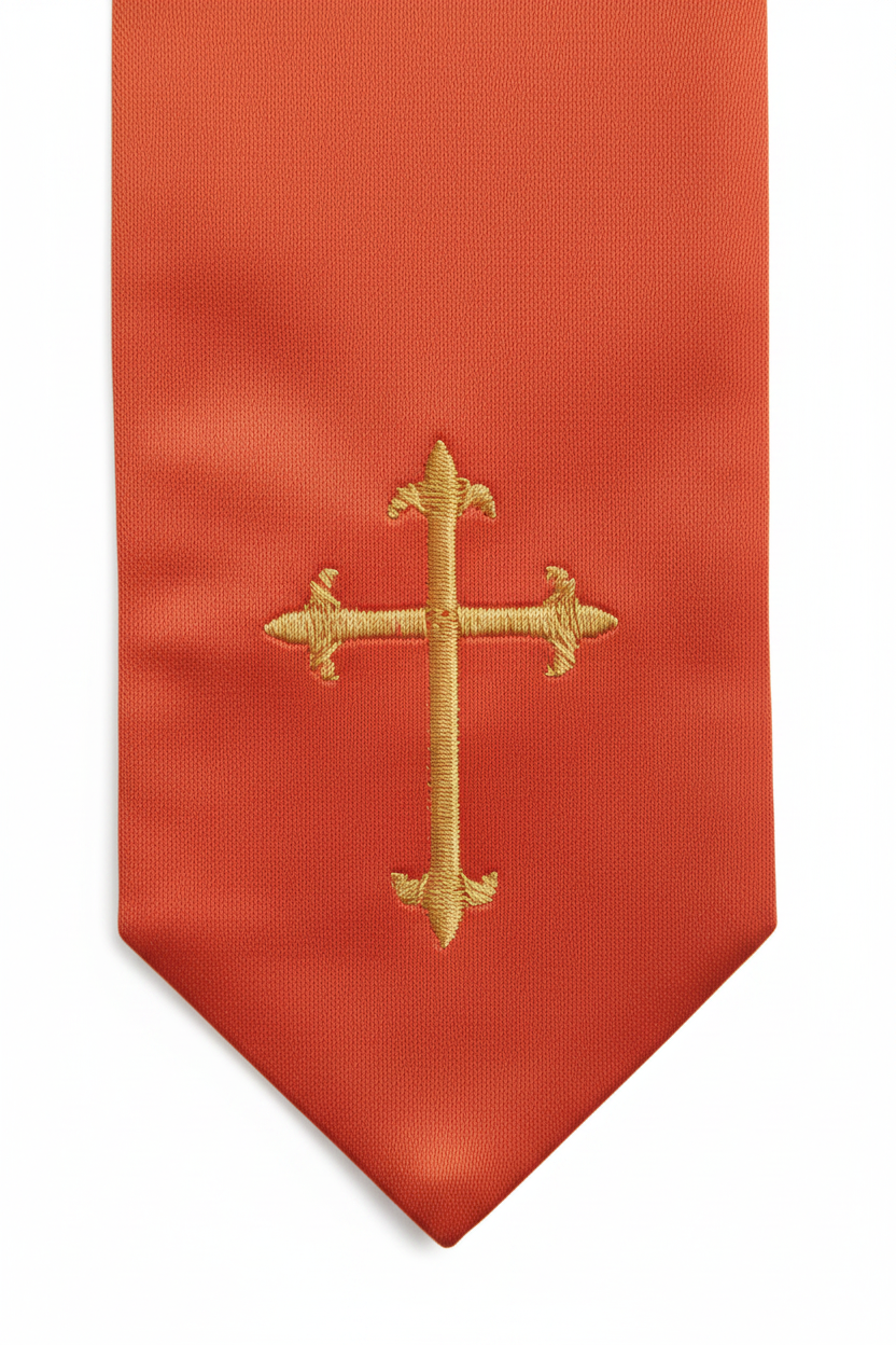 Embroidered Cross Clergy Choir Stole | Wedding & Graduation Honor Stole