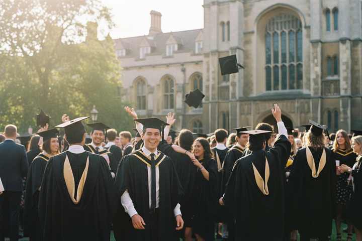 UK British Bachelor Graduation Gown - University Graduation Ceremony Atmosphere
