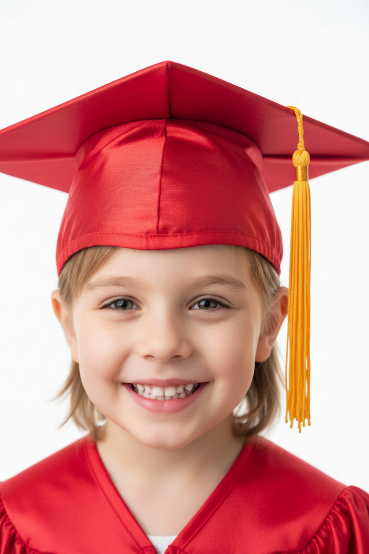 Shiny Red Elementary Cap & Tassel - Model Shot