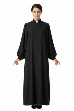 Matte Black Clergy & Choir Robe with Elastic Cuffs