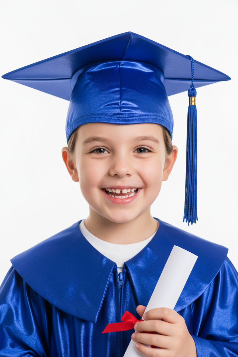 Shiny Royal Blue Elementary Cap - Model Shot