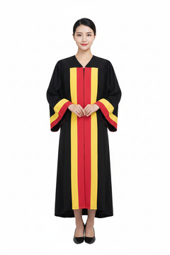 Adult Multi-Tone Choir Robe | Black with Red & Gold Trim | Stage Performance Drama Cosplay | M-XXXL | 500g