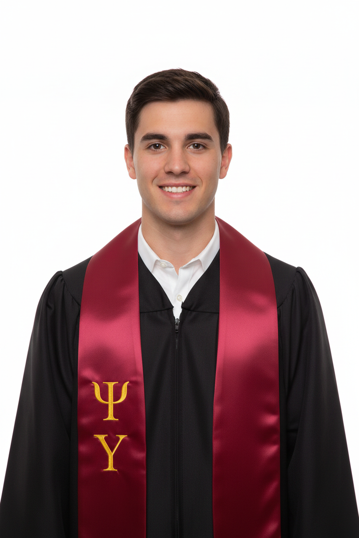 Psi Upsilon Greek Lettered Stole model display