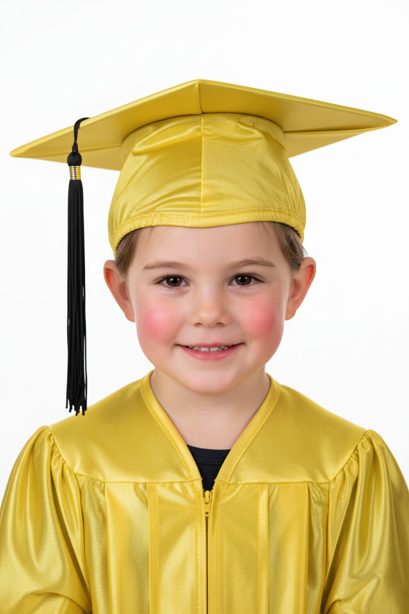 Shiny Gold Kindergarten/Preschool Cap & Tassel - Model Shot