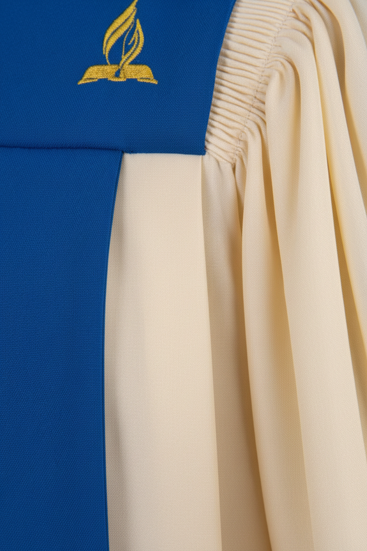 Premium Puff Sleeve Choir & Clergy Robe - Cream & Blue