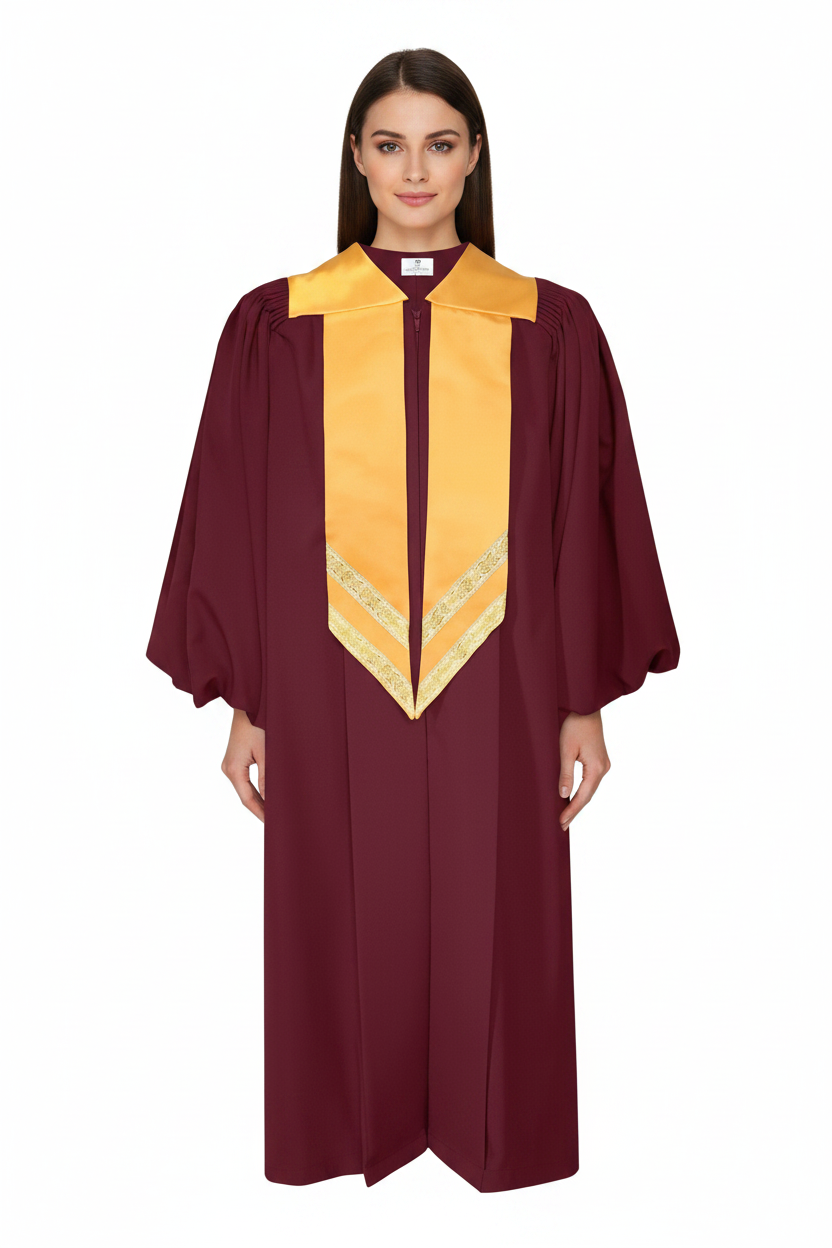 Premium Golden Yoke Lantern Sleeve Choir Robe