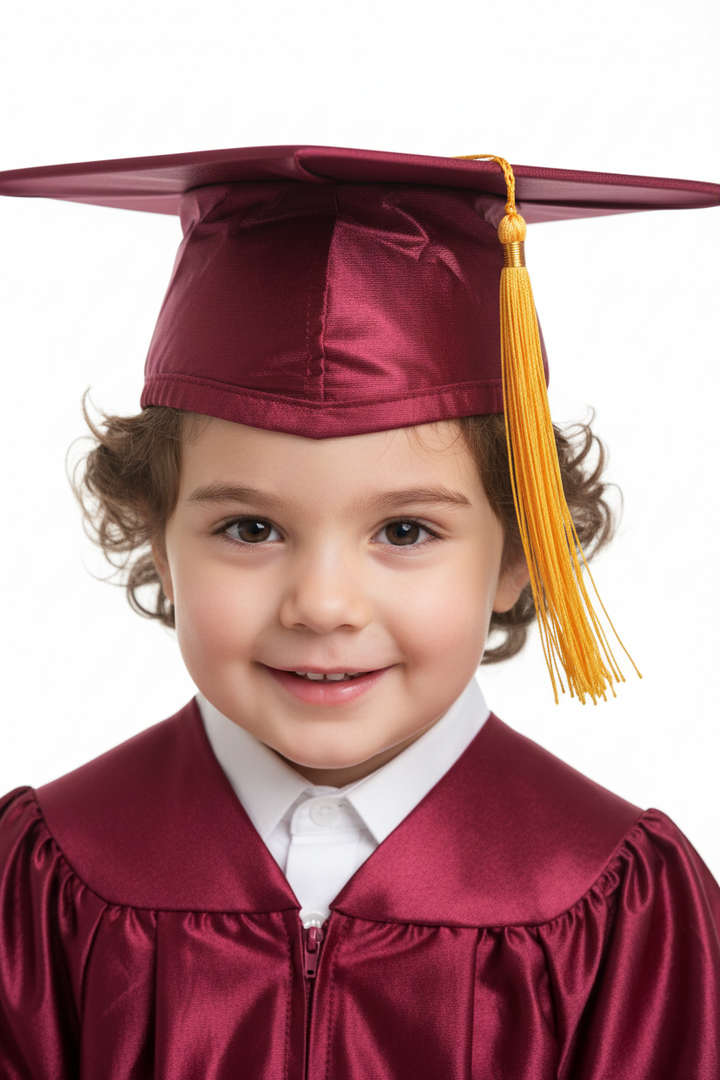 Shiny Maroon Kindergarten/Preschool Cap - Model Shot