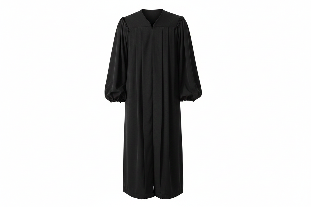 Matte Black Clergy & Choir Robe with Elastic Cuffs
