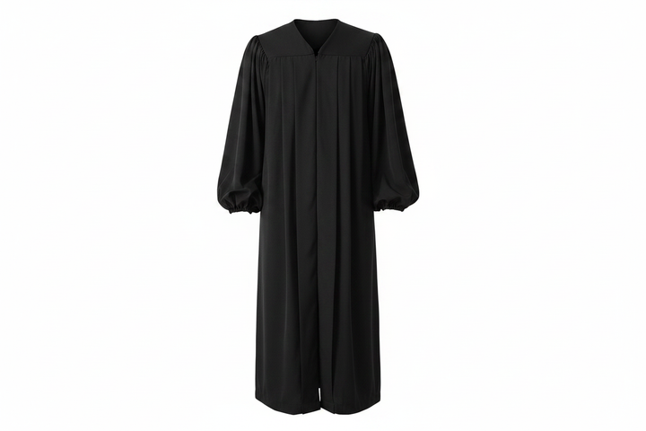 Matte Black Clergy & Choir Robe with Elastic Cuffs