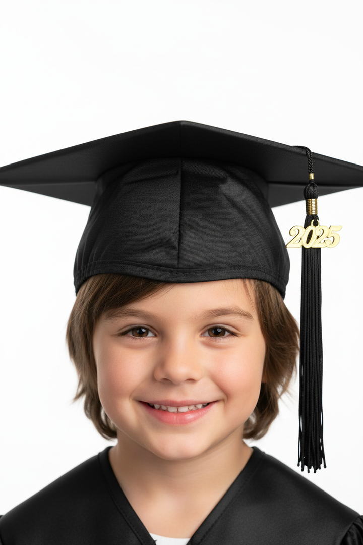 Shiny Black Elementary Cap - Model Shot