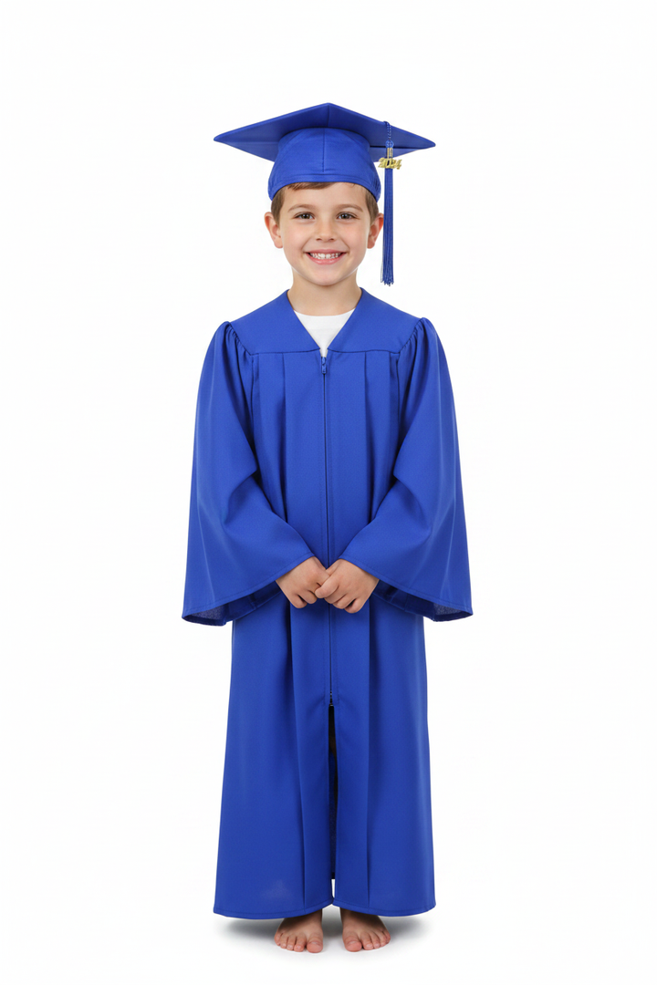 Matte Royal Blue Elementary Gown - Model Shot