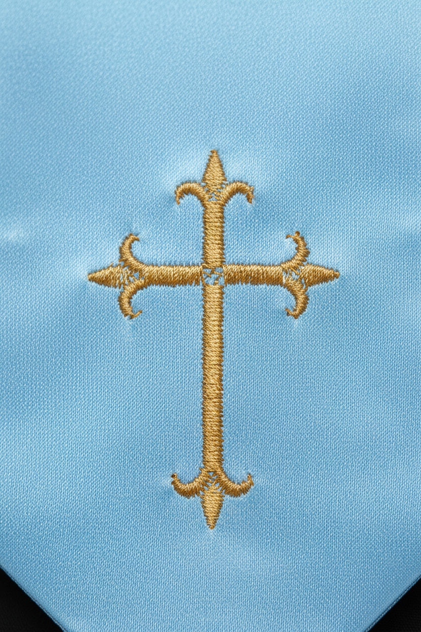 Embroidered Cross Clergy Choir Stole | Wedding & Graduation Honor Stole