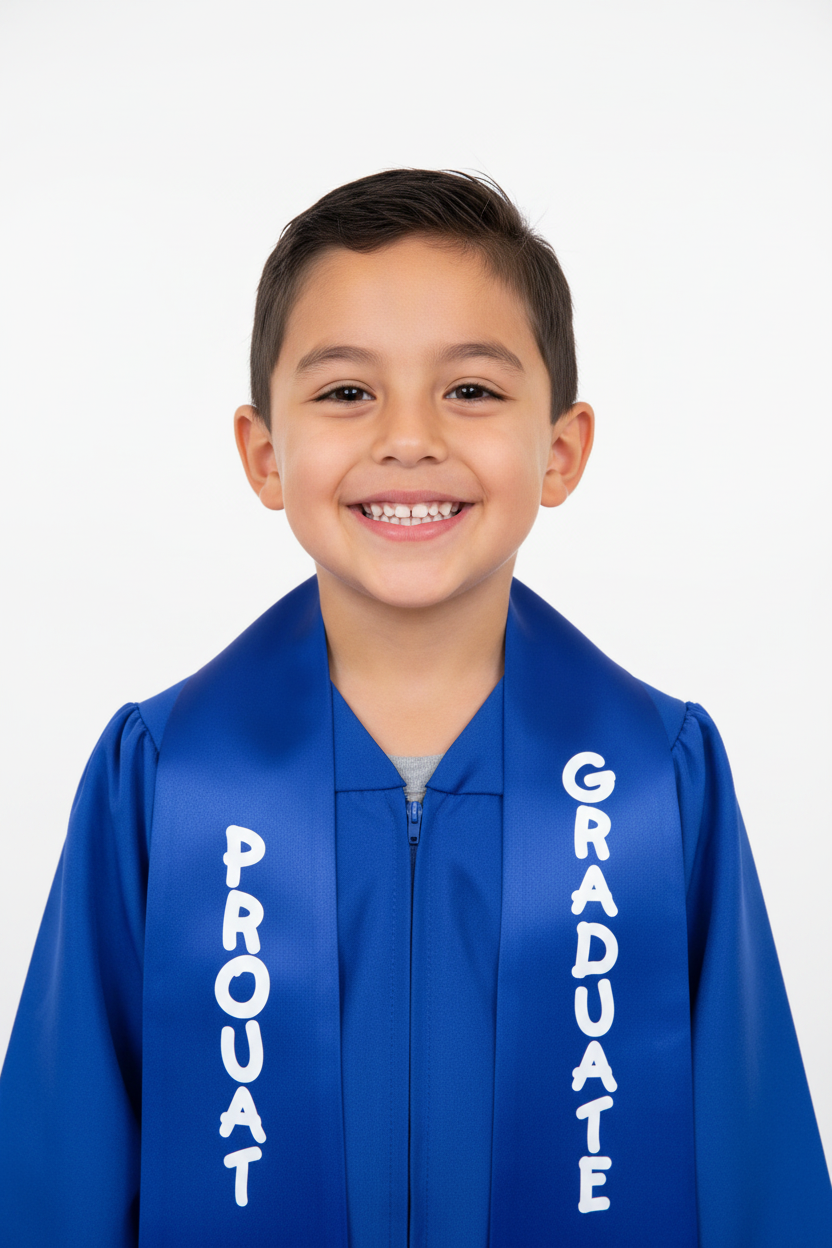 Royal Blue Imprinted Kindergarten/Preschool Stole model display