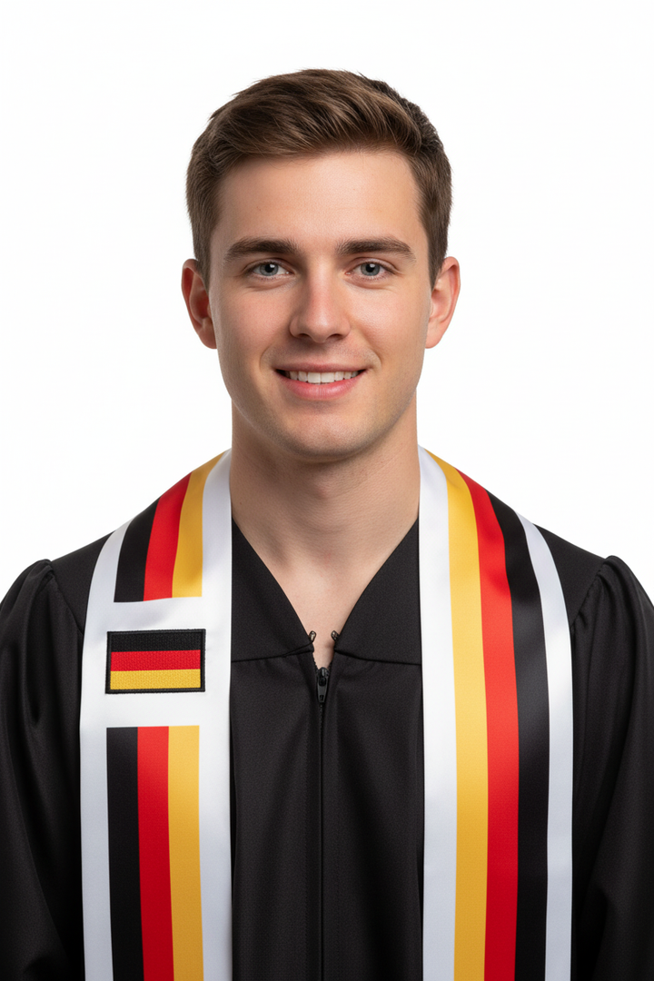 German Embroidered Patch Stole model display
