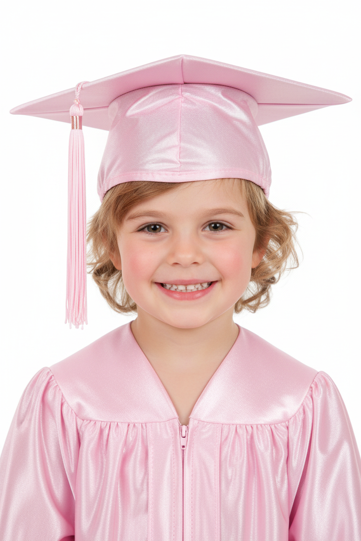 Shiny Pink Kindergarten/Preschool Cap & Tassel - Model Shot