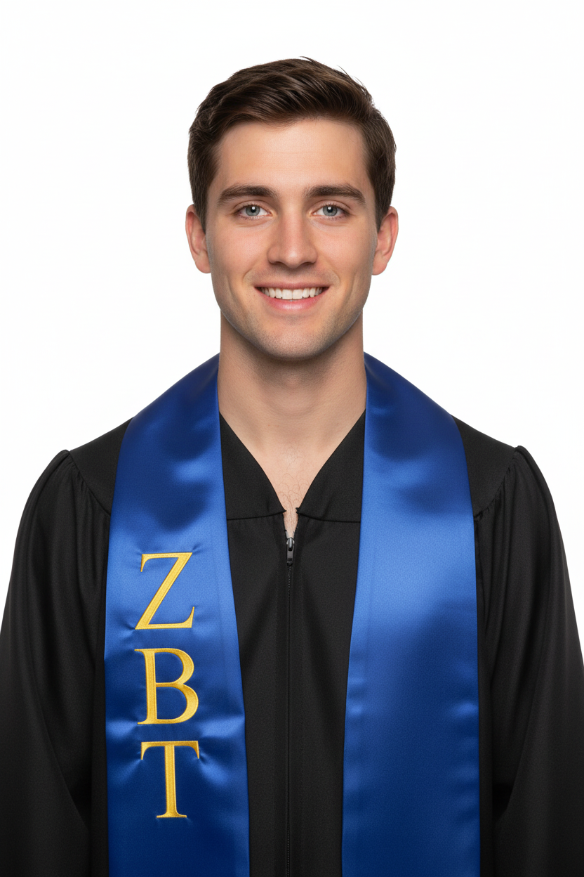 Zeta Beta Tau Greek Lettered Stole model display